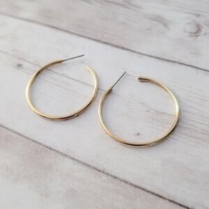 Vintage Stud Earrings 1 & 3/8" Gold Tone Hoops